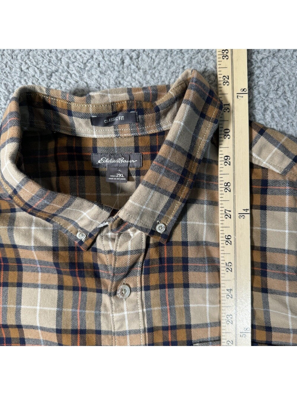 Eddie Bauer Shirt Mens 2XL Brown Plaid Long Sleeve Button Down Flannel - Picture 4 of 5